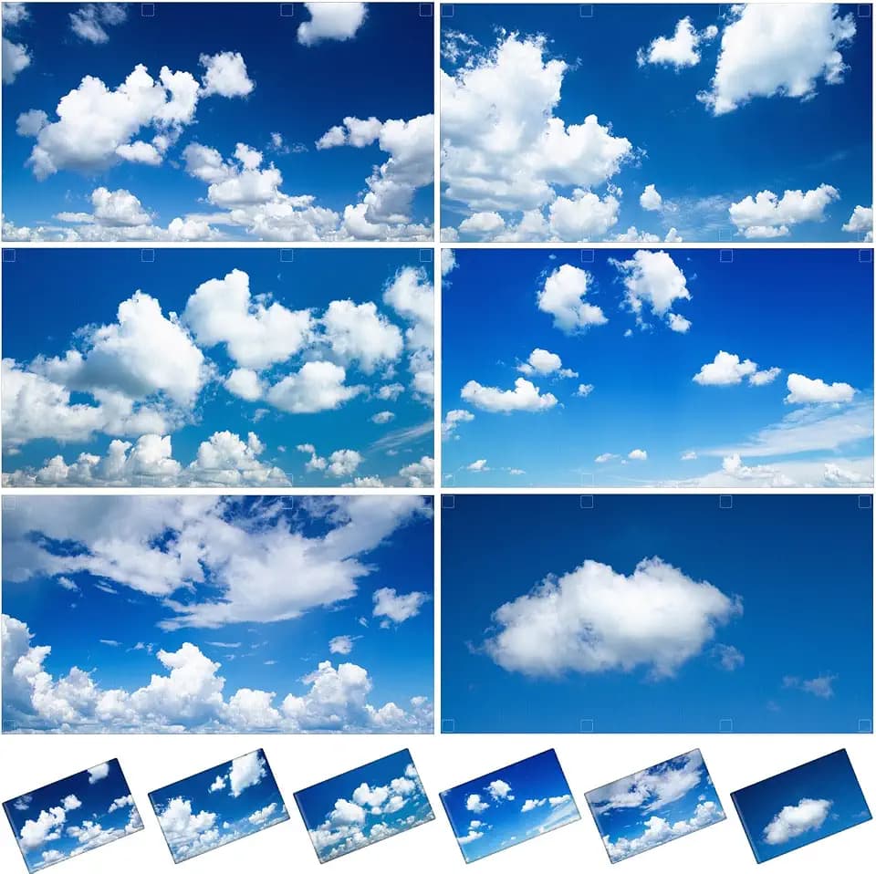 6 Pcs Fluorescent Light Covers Ceiling Lights, 60 Magnets, Blue Sky