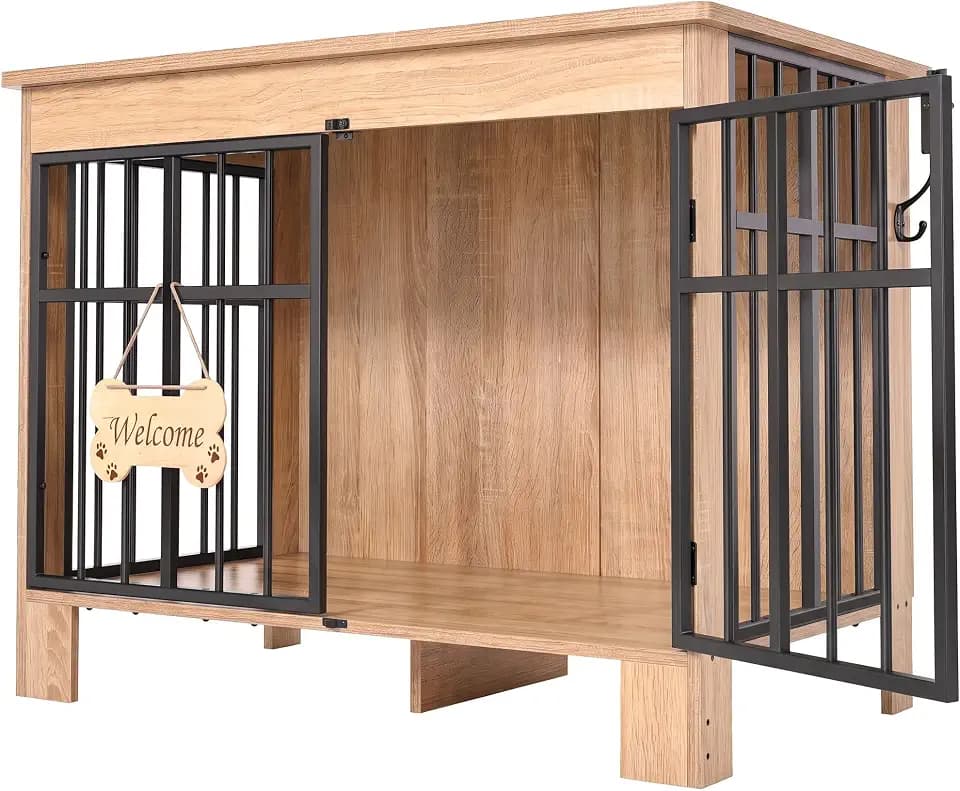 YITAHOME Möbel-Hundebox 85cm, Doppeltür, Natur