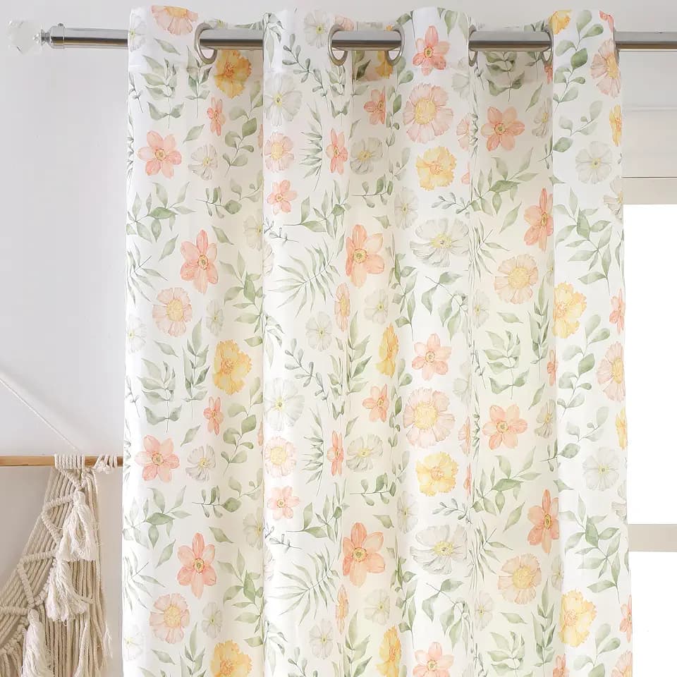 naturetalk Mixed Floral Pattern Privacy Curtains - Non See Through - Silky Soft Solid Window Curtains with Antique Silver Grommet Top - 52" W x 63" L (2 Panels) Sunny Meadow