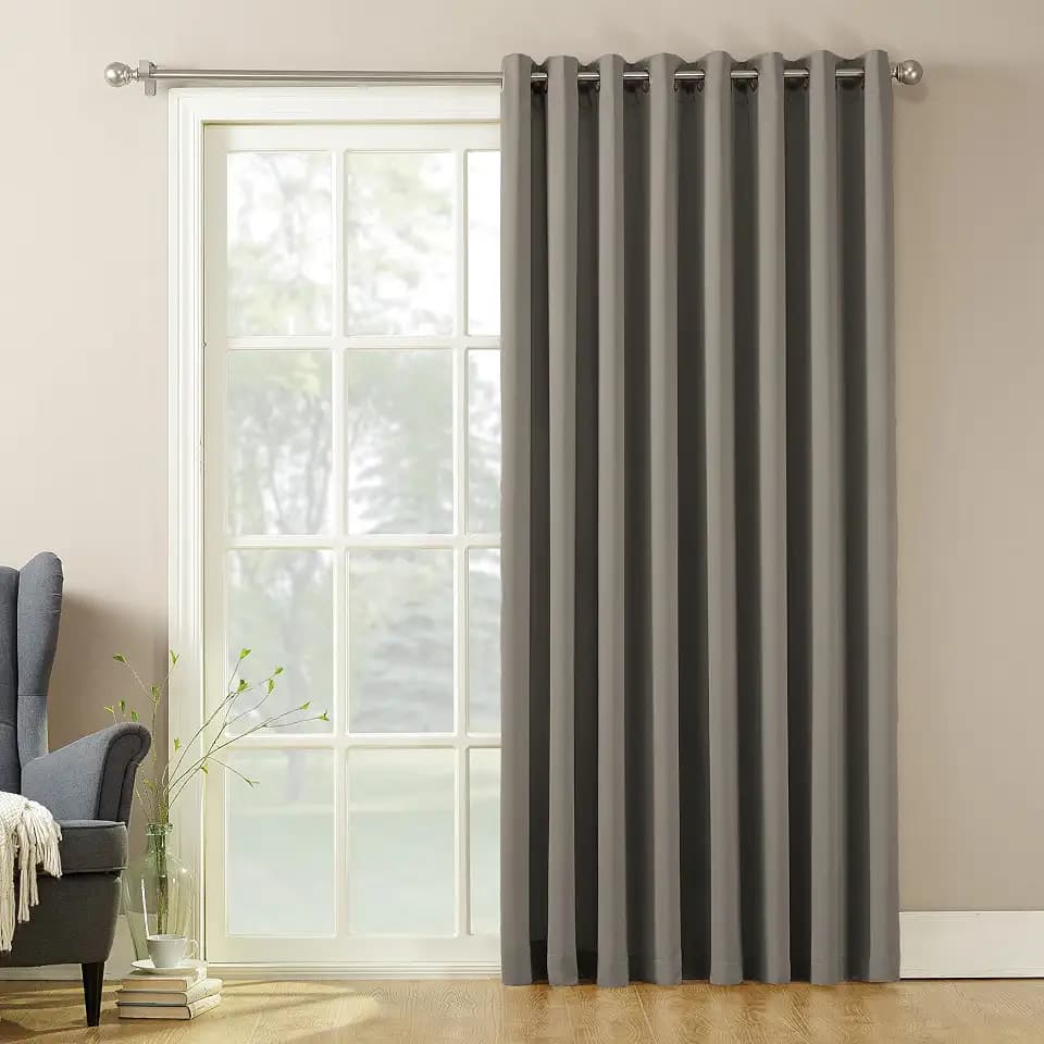 Sun Zero Barrow Energy Efficient Grommet Sliding Patio Door Curtain Panel, 100" x 84", Gray