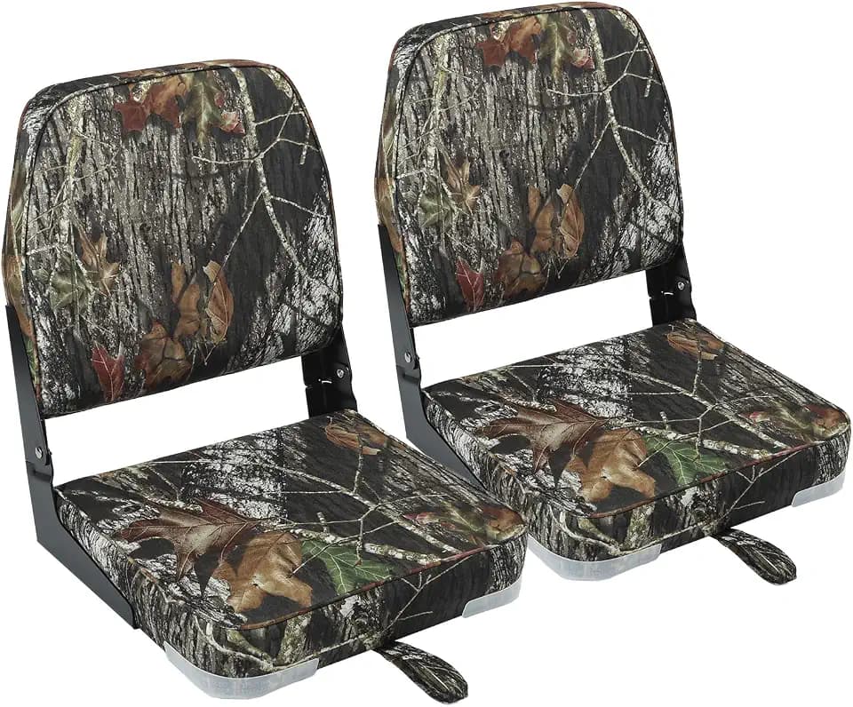 ERGOSEAT Folding 2 Pack Boat Seats Padded Camo Fishing Boat Chair Bass Jon