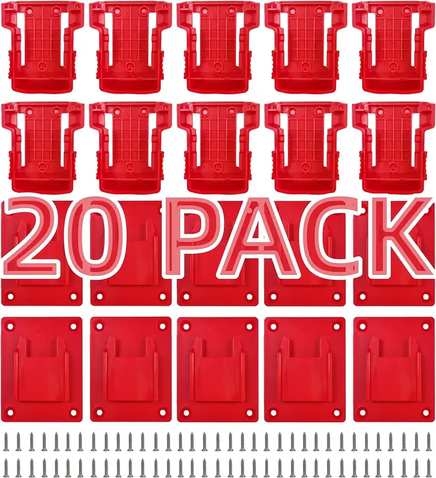 20 Pack Tool Battery Packs Holder Compatible with Red 18V Batteries Drill