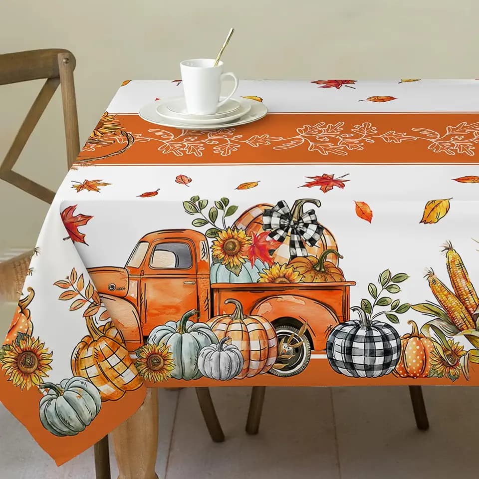Fall Tablecloth 52x70 Inches, Fall Decorations Fade Resistant