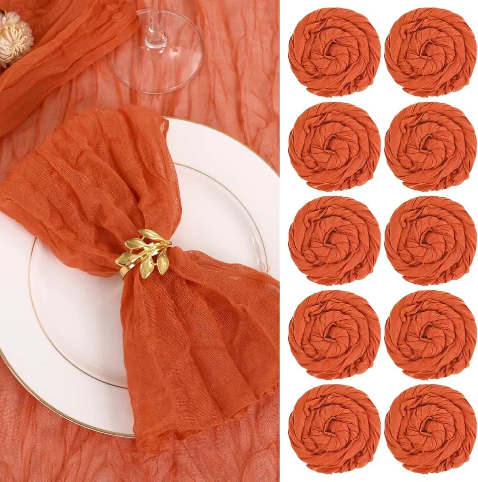 fani 60 Pack Gauze Cheesecloth Napkins, 20 x 20 in, Burnt Orange