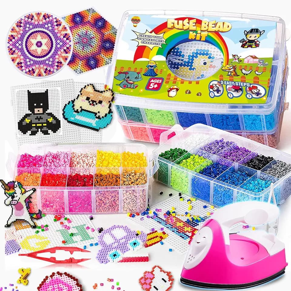 Goody King 23000pcs 5mm Fuse Beads Kit with Iron, 22 Colors 106 Patterns