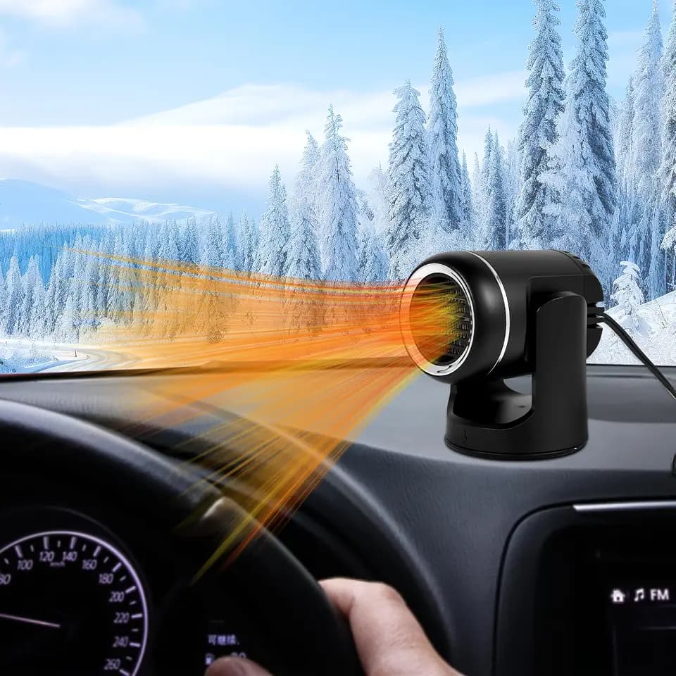 Auto Heizung 12V 150W, Tragbare Autoheizung Heizlüfter 2 in 1 Heizung & Ventilator, N1 Windschutzscheibe Entfroster Demister, Zusatzheizung fürs Auto, 360° Drehbar, Stecker für Zigarettenanzünder