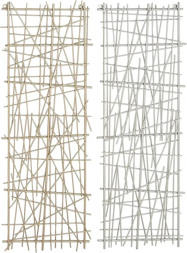 CosmoLiving by Cosmopolitan Metal Geometric Home Wall Decor Metallic Overlapping Linear Wall Sculpture, set of 2 Wall Art 13" x 2" x 36", Multi Colored