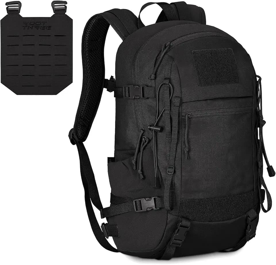 25L Tactical Backpack, Small Hiking Backpack with Expandable MOLLE Front and Laptop Sleeve, Biking Motorcycle Backpacks for Men