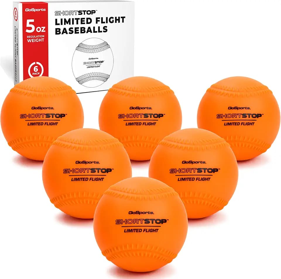 GoSports Limited Flight Practice Baseballs - Official Weight Soft Baseballs, Set of 6 Shortstop Balls