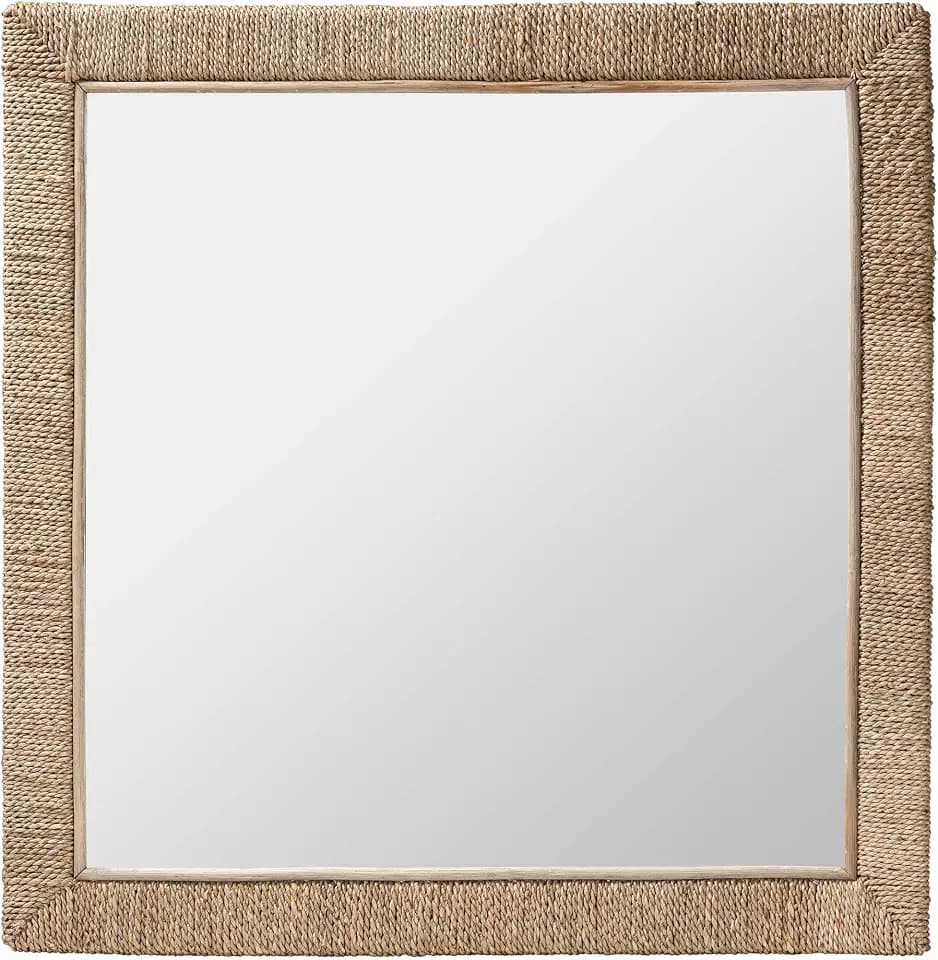 bali & pari Geralyn Japandi Natural Seagrass Square Wall Mirror