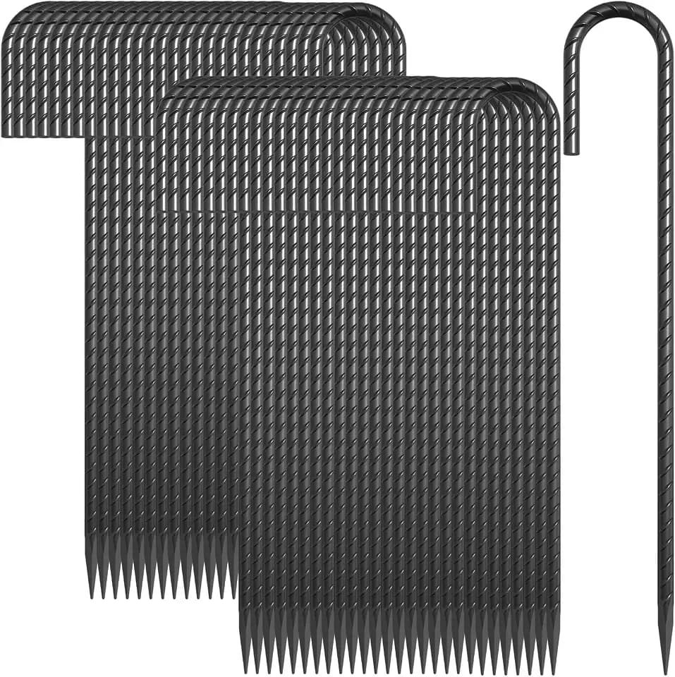 12 Inch J Hook Rebar Stakes 55 Pcs, Heavy Duty Metal Tent Stakes