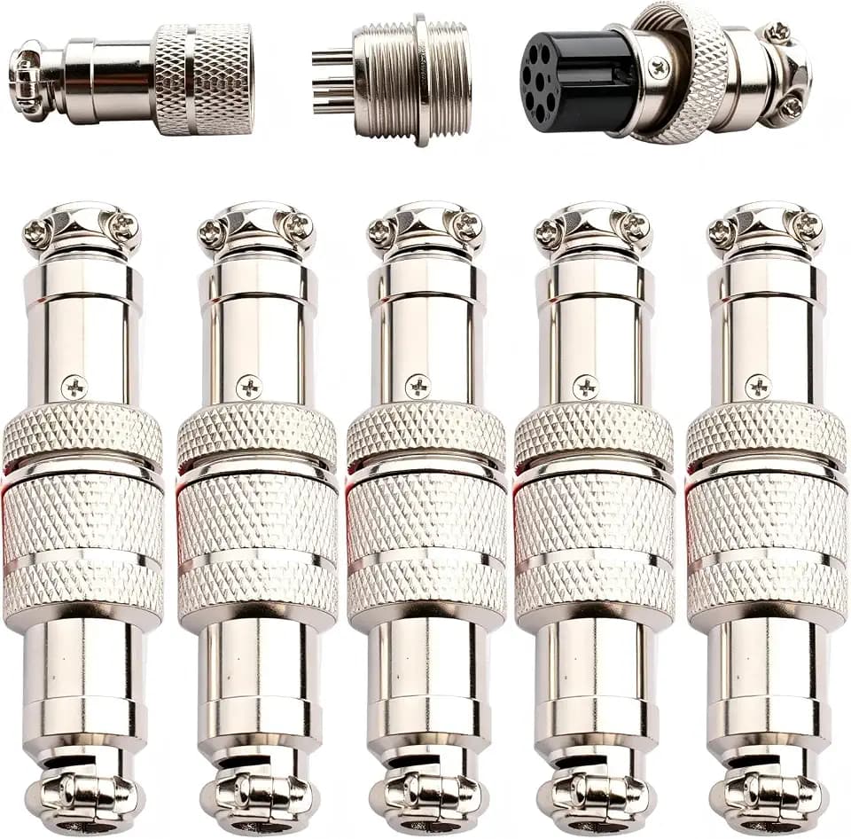 5 Paar GX12 7Pin Luftfahrtstecker,Panel Metal Mounting Aviation Plug,12 mm Male/Female Rundsteckverbinder,GX12 Aviation Connector Stecker(Docking Typ)