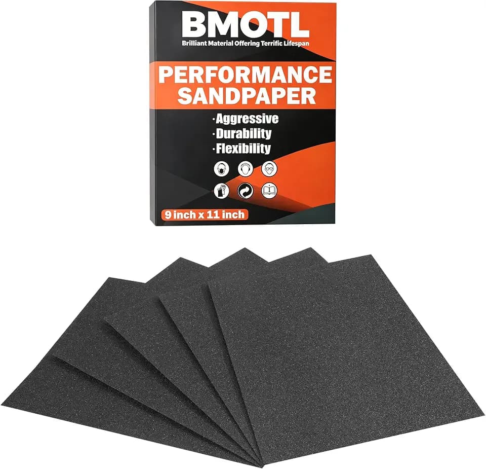 Wet Dry Sandpaper Sheets 9x11, 120 Grit, 12Pcs