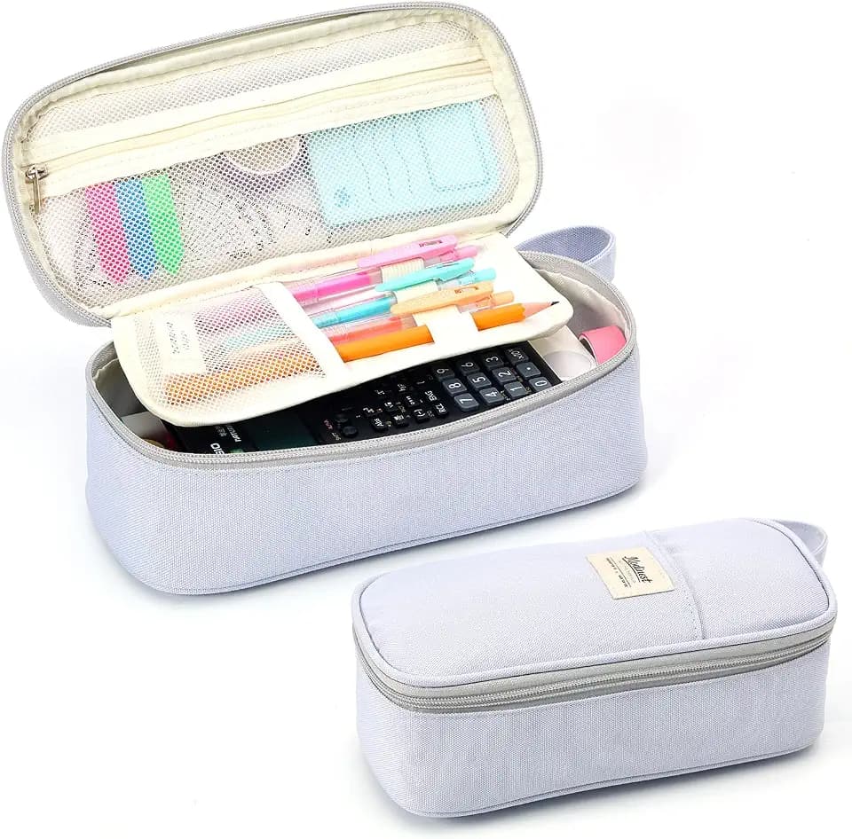 Pencil Case Pouch, Large Capacity Pen Bag Organizer, Cute Aesthetic Pencil Box for Girls Boys Kids, Back to School Supplies, Teacher Supplies Classroom Essentials, Light Blue