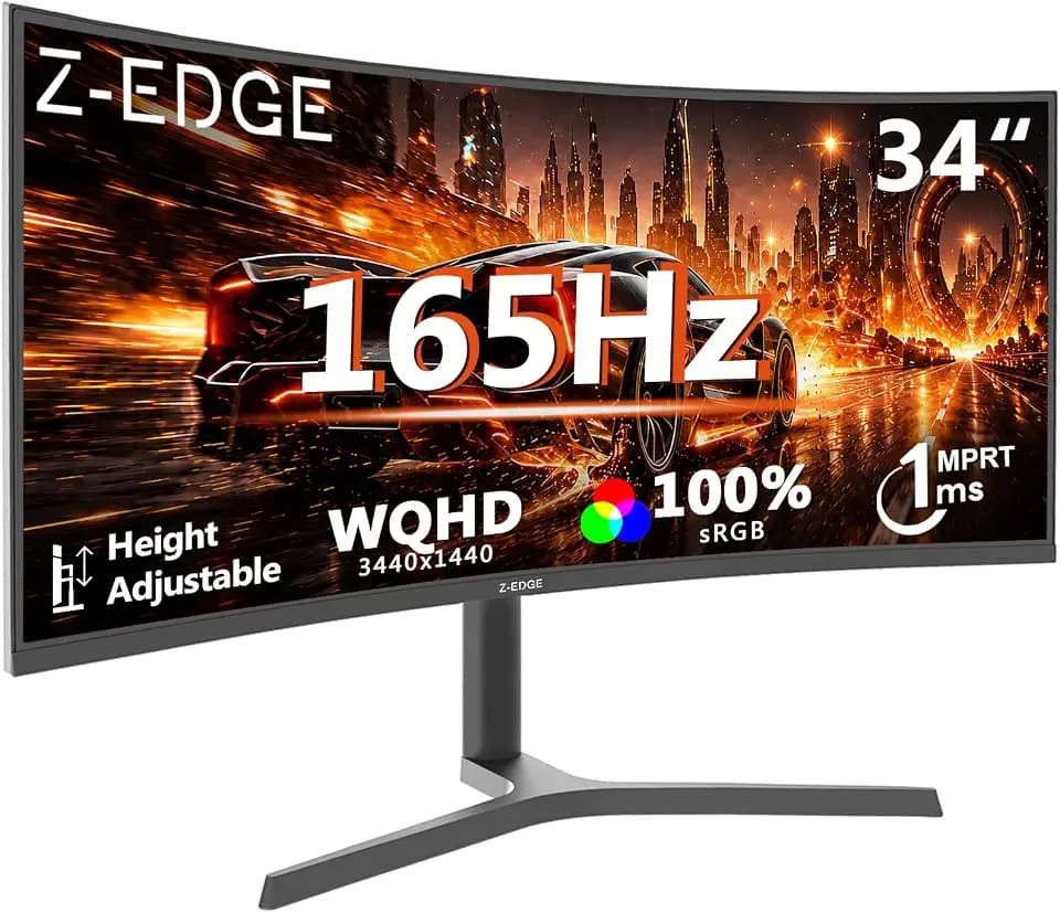 Z-Edge 34 Zoll Ultrawide Curved Gaming Monitor 165Hz 1ms 3440x1440 VA 1500R