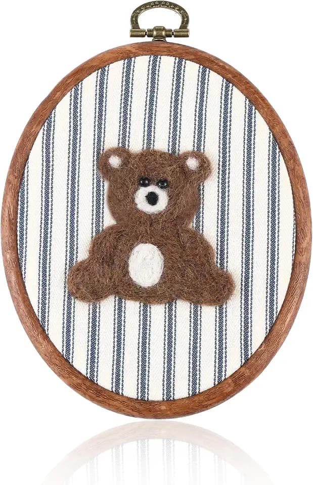 Chunful Felted Blue Striped Bear Nursery Wall Decor Cute Wall Art