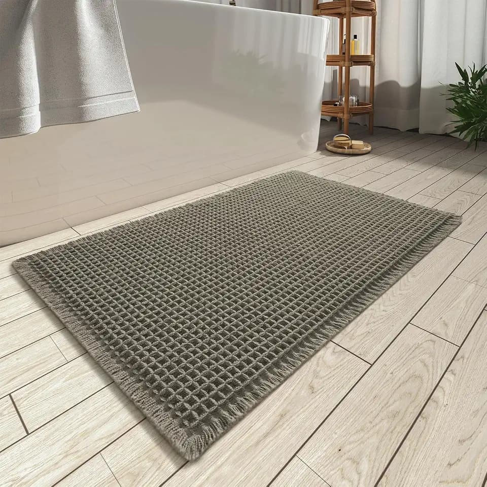 AMOAMI Upgraded Non Slip Absorbent Waffle Bath Mat 20" x 32"