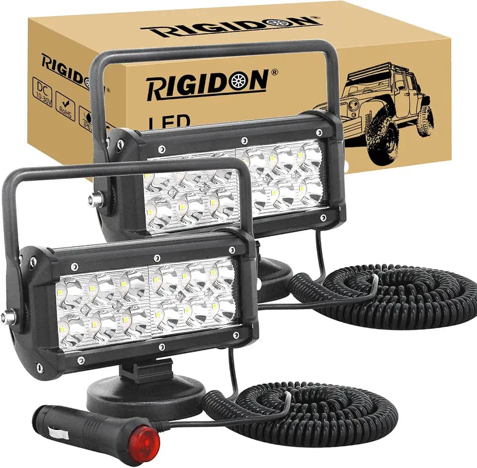 RIGIDON 2x led arbeitsscheinwerfer magnetfuß, suchscheinwerfer, 7 zoll 36W
