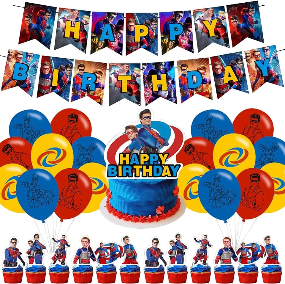 Henry Birthday Party Decorations, Danger Theme Party Supplies Set with Banner, Cake Topper, Cupcake Toppers & Balloons for Boys Fans Birthday Party Favors