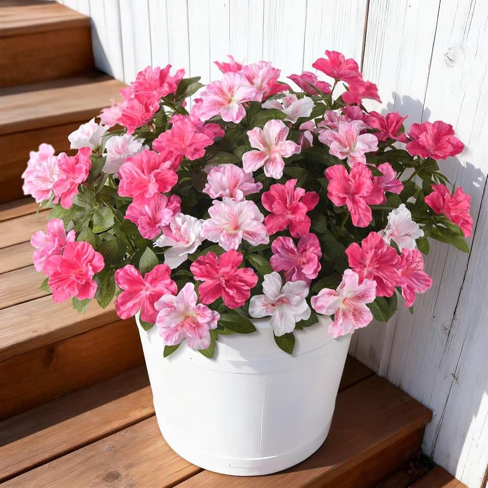 Hommyea Artificial Fake Flowers for Outdoor, 8 Bundles Faux Plants Silk Flowers Spring Decoration UV Resistant No Fade Plastic Flowers for Outside Planters Home Porch Patio Yard Garden Decor