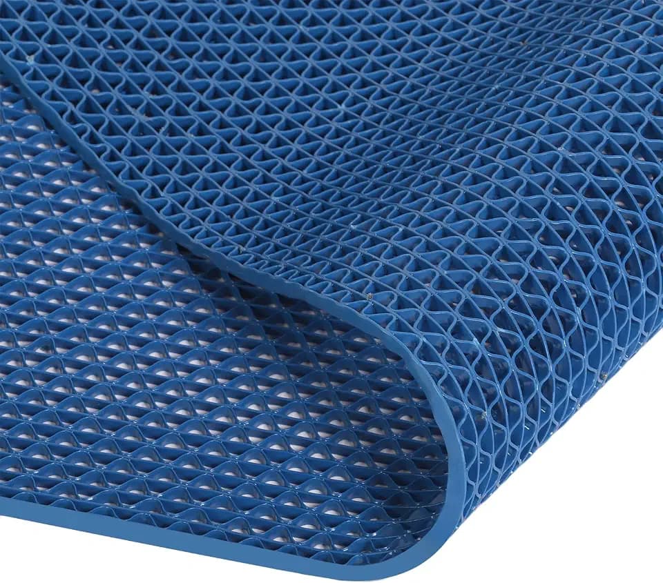 MYOYAY Drainage Non Slip Mat 3x10 Ft Commercial Floor Mat 0.22'' Thick PVC Drainage Mat Bathroom Pool Floor Rug Mesh Big Hollow Door Mats Roll for Swimming Restaurant Kitchen Bars Patio Wet Area, Blue
