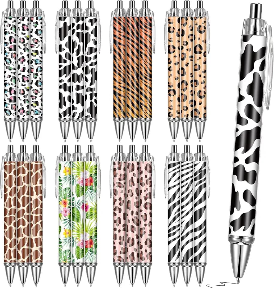 Animals Print Ballpoint Pens - 24 Pcs Leopard Cheetah Pattern