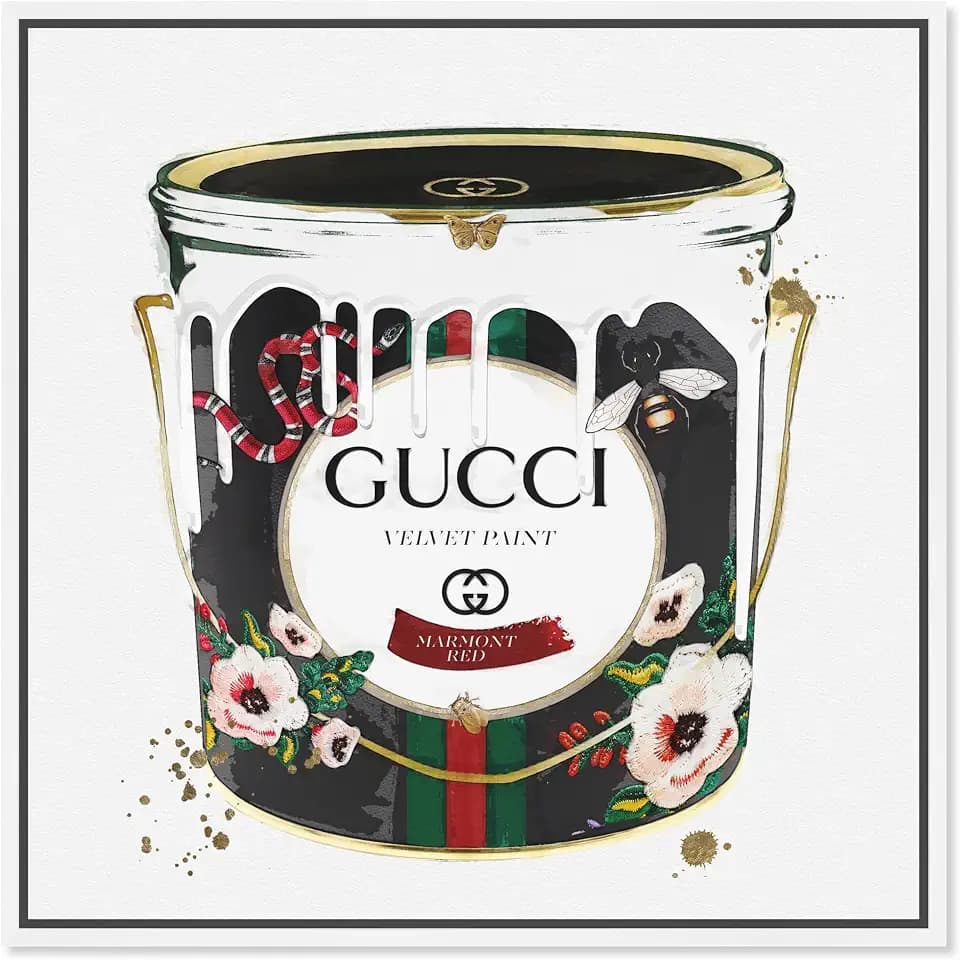 Fashion and Glam Framed Wall Art Canvas Prints 'Velvet Marmont Paint Can' Cans