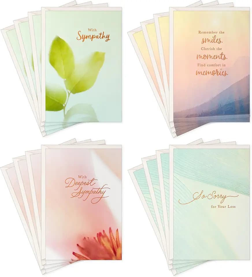 Hallmark Sympathy Cards with Envelopes, Assorted 16-Pack (Nature)