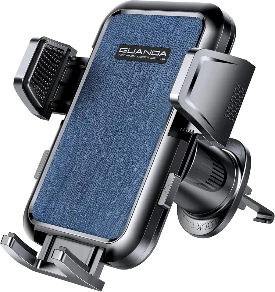 Car Phone Holder Vent Clip, Adjustable Clamp, One-Hand Release, Rotatable
