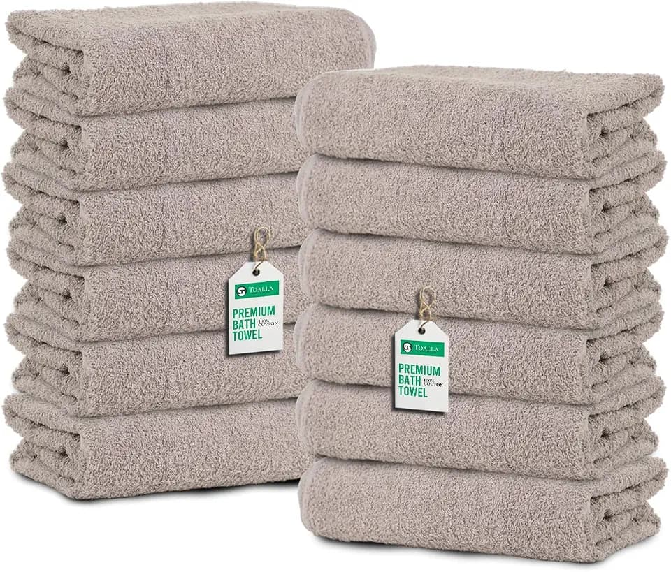 Bath Towels_27x54_Pk 12_Beige Bath Towels (12-Pack, 27W X 54 L Inches) Beige Color- Cotton Towel for Gym, Bath, Spa, Shaving, Shampoo, for Daily use, Large