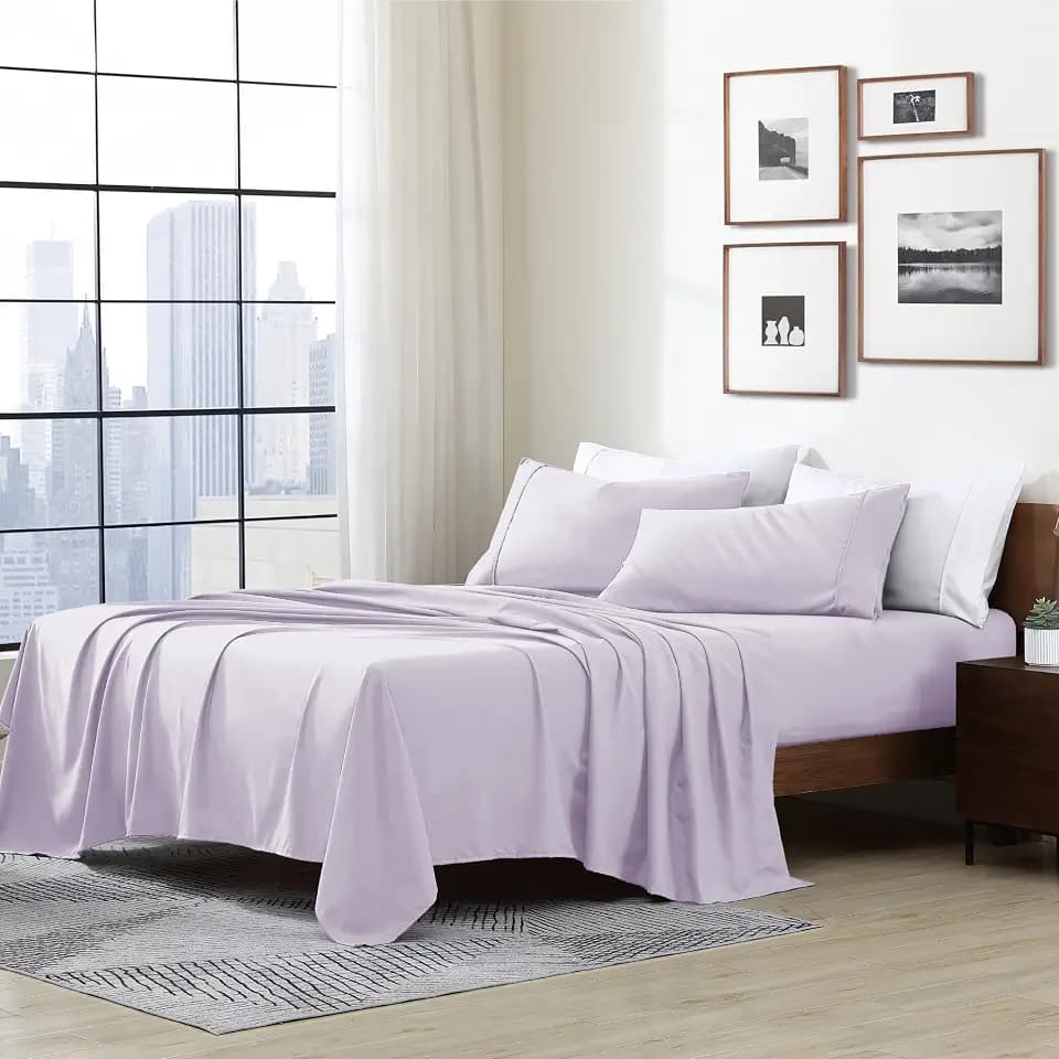 Cathay Home 3 Pcs Twin Sheet Set, Ultra-Soft Bed Sheets, Lavender
