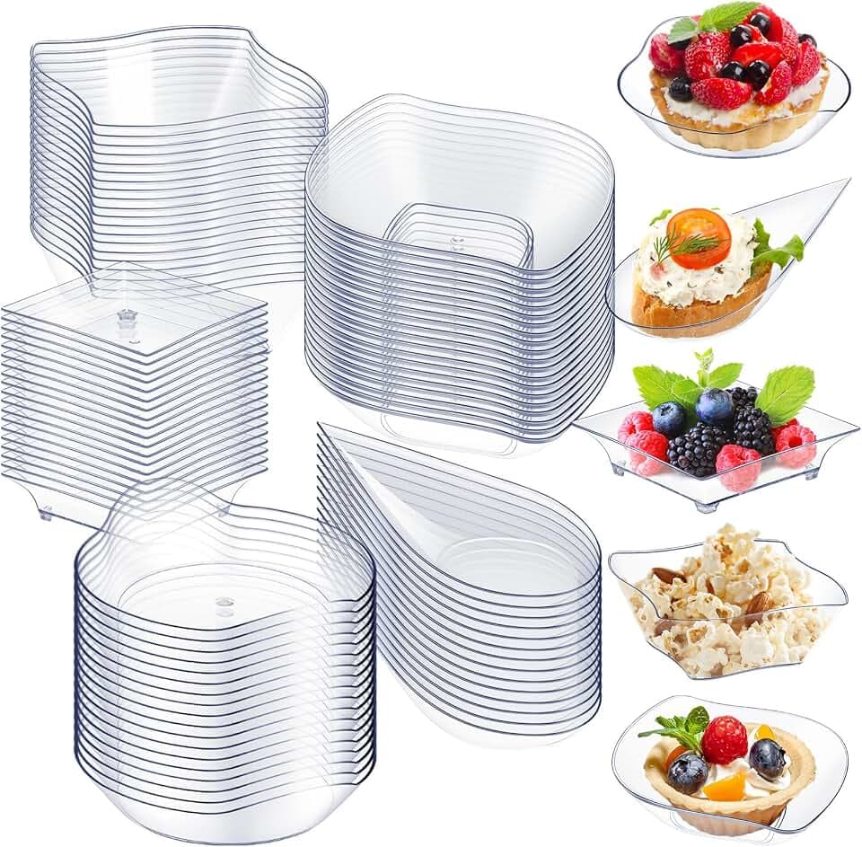 Tessco for you 100 Pcs Mini Appetizer Plates Disposable Plastic, Clear