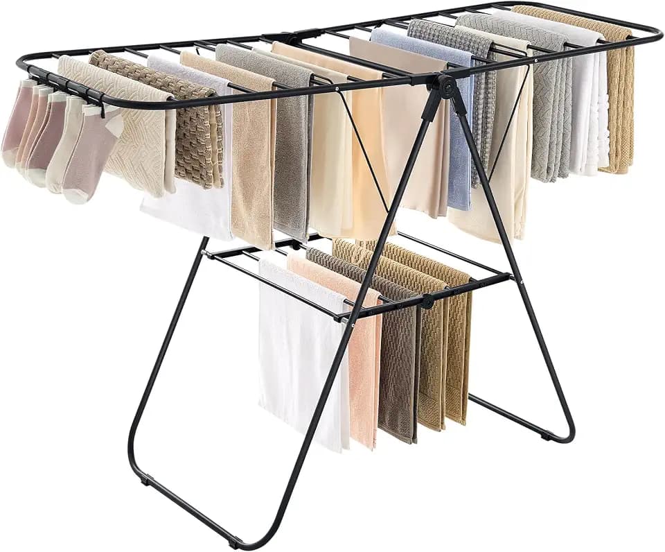 SONGMICS Clothes Drying Rack, Foldable Space-Saving Laundry Drying Rack