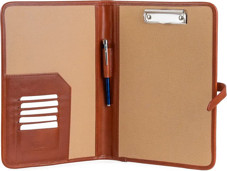 Noda Luxury Leather clipboard a4 Letter Size, Conference Folder, Meeting padfolio (Cognac)