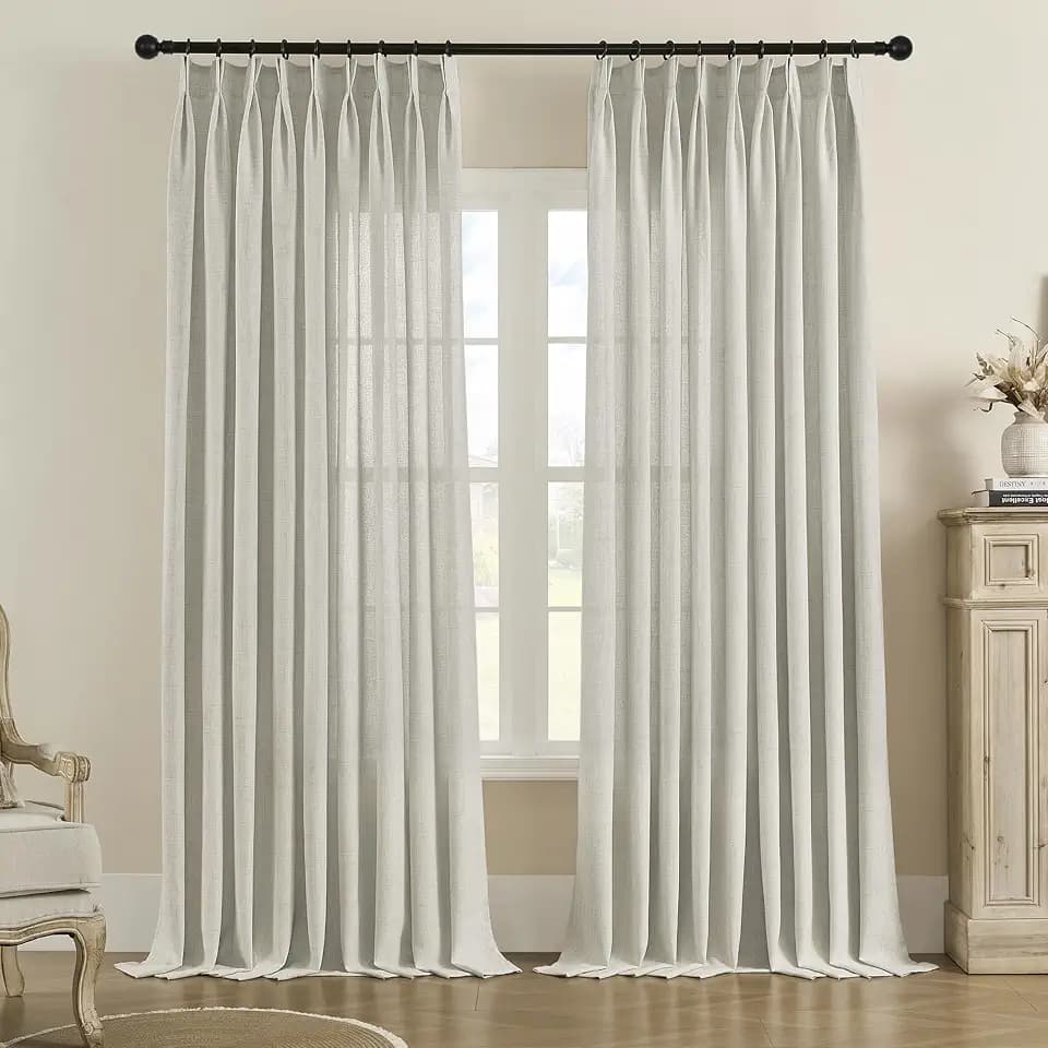 MASWOND Pinch Pleated Curtains Linen Modern, 72Wx84L, 1 Panel Greyish Beige