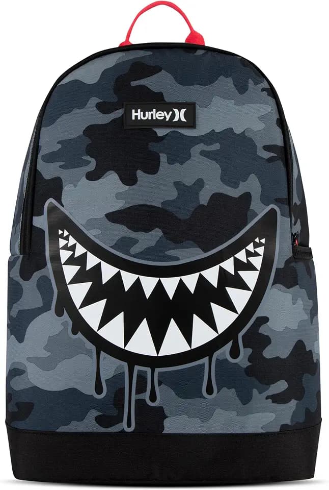 Hurley Unisex-Kids Graphic Backpack, Dark Grey Camo/Black, One Size