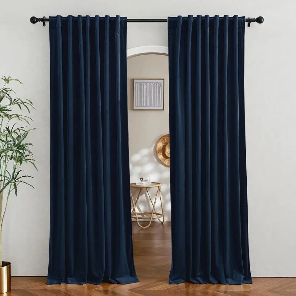 RYB HOME Velvet Curtains 96 inches Long for Sliding Patio Door