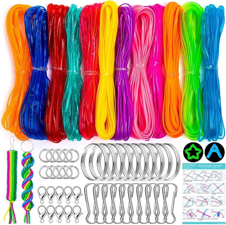Lanyard String, 12 Colors Plastic String Lacing Cord Lanyard Strings Kit