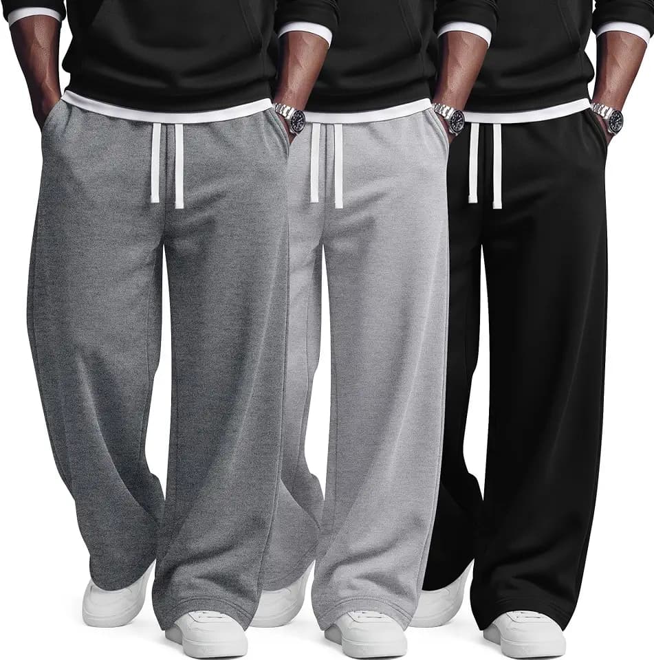 August Alley 3 Pack Men's Big and Tall Sweatpants Baggy Pants