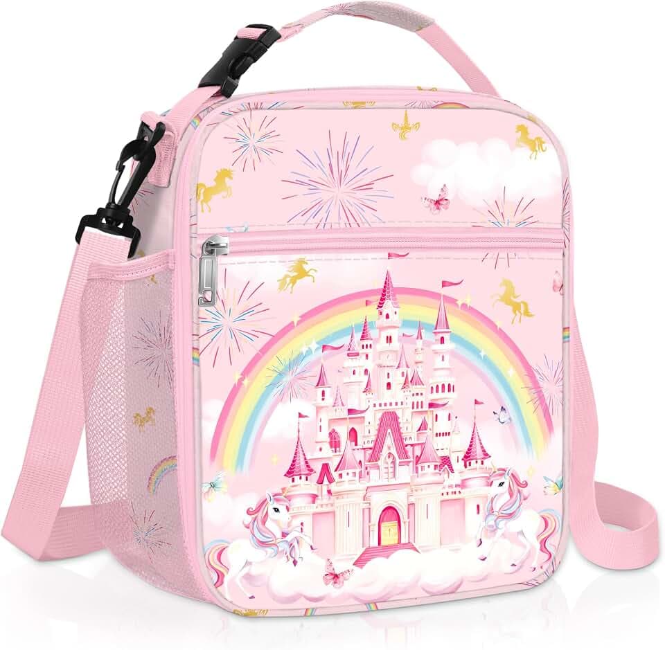 Clastyle Rainbow Insulated Kid Lunch Bag Tote School Lunch Box Container