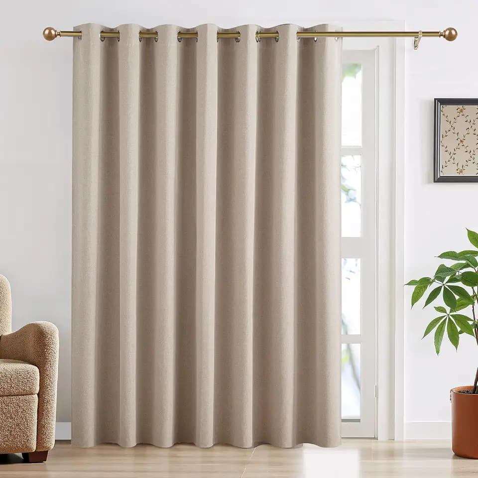 RYB HOME Mocha 100% Blackout Sliding Door Curtain Single Panel 84 inch Long