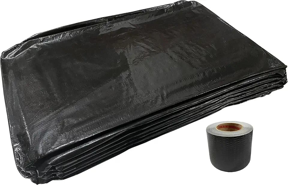 A.A 14' Wide Underbelly/Belly Bottom Kits with Flex Mend Tape for RVs and Campers | Belly Bottom Kits for Mobile Homes with FlexMend Tape (80'), black