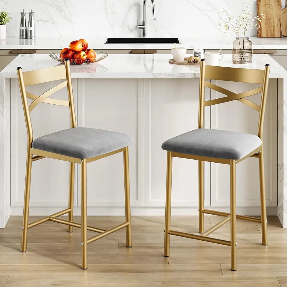 IDEALHOUSE 26" Bar Stools Set of 4, Counter Height Barstools with Back