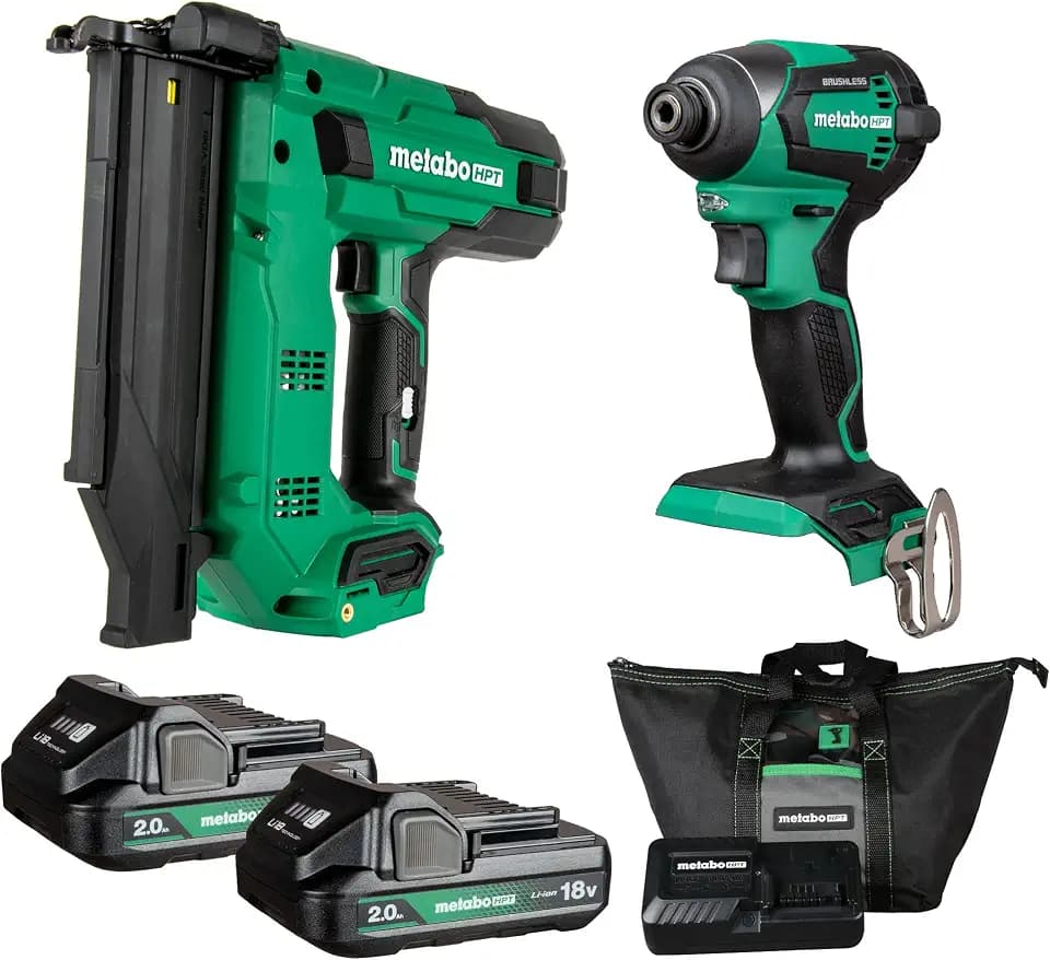 Metabo HPT 18V MultiVolt™ Brad Nailer + Impact Driver Combo Kit, KC18DEXQD