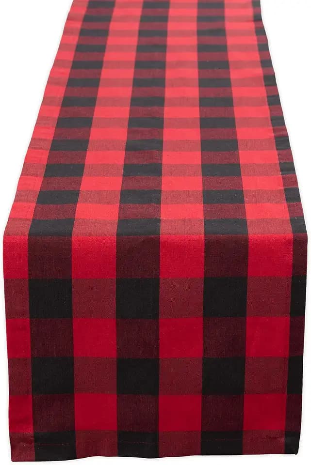 DII Buffalo Check Collection, Classic Farmhouse Table Runner, 14x108, Red & Black
