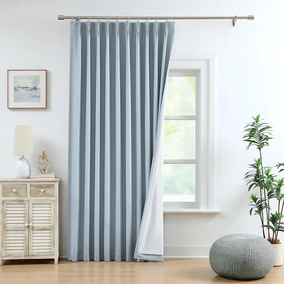 WEST LAKE 84 Inches Long Dusty Blue Bailey Pinch Pleated Blackout Curtians