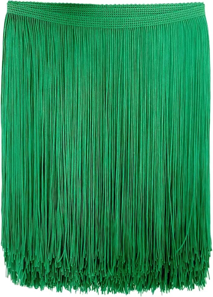 10 Yards 12'' Width Fringe Trim Tassel Sewing Trim Lace Polyester Fibre Tassel for Clothes Accessories Latin Wedding Dress and DIY Lamp Shade Decoration (Green)