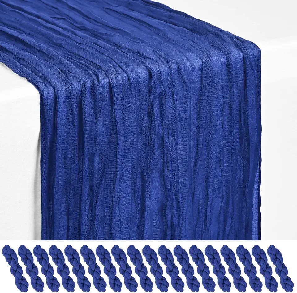 18 Pack Royal Blue Cheesecloth Table Runner 17x108 Inches Boho Home Decor