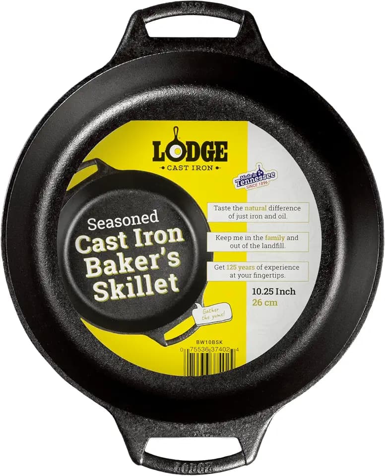 Lodge Pre-Seasoned Cast Iron Baker's Skillet, 10.25 Inches