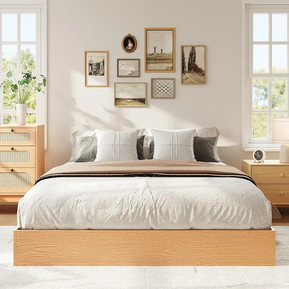 IDEALHOUSE Platform Bed Frame California King,Wood Bed Frame No Headboard